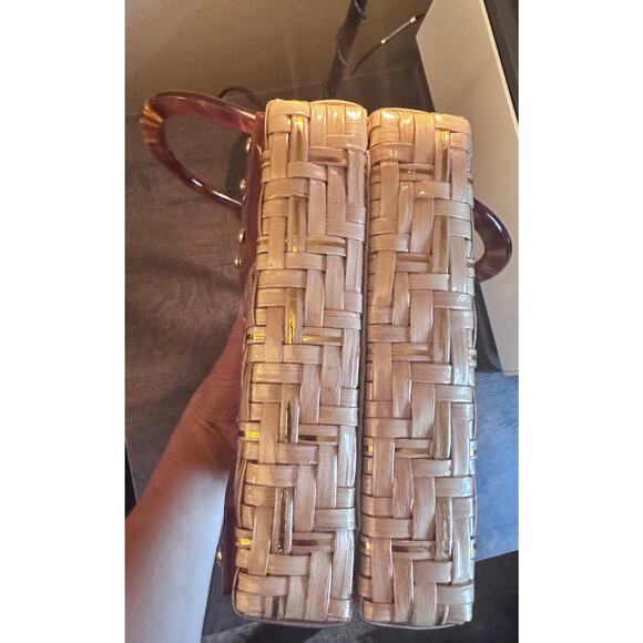 VINTAGE 50'S HANDMADE BRITISH HONG KONG STRAW AND LUCITE HANDBAG - Picture 6 of 7